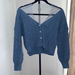 36 Point 5 Blue Off-the-Shoulder Sweater